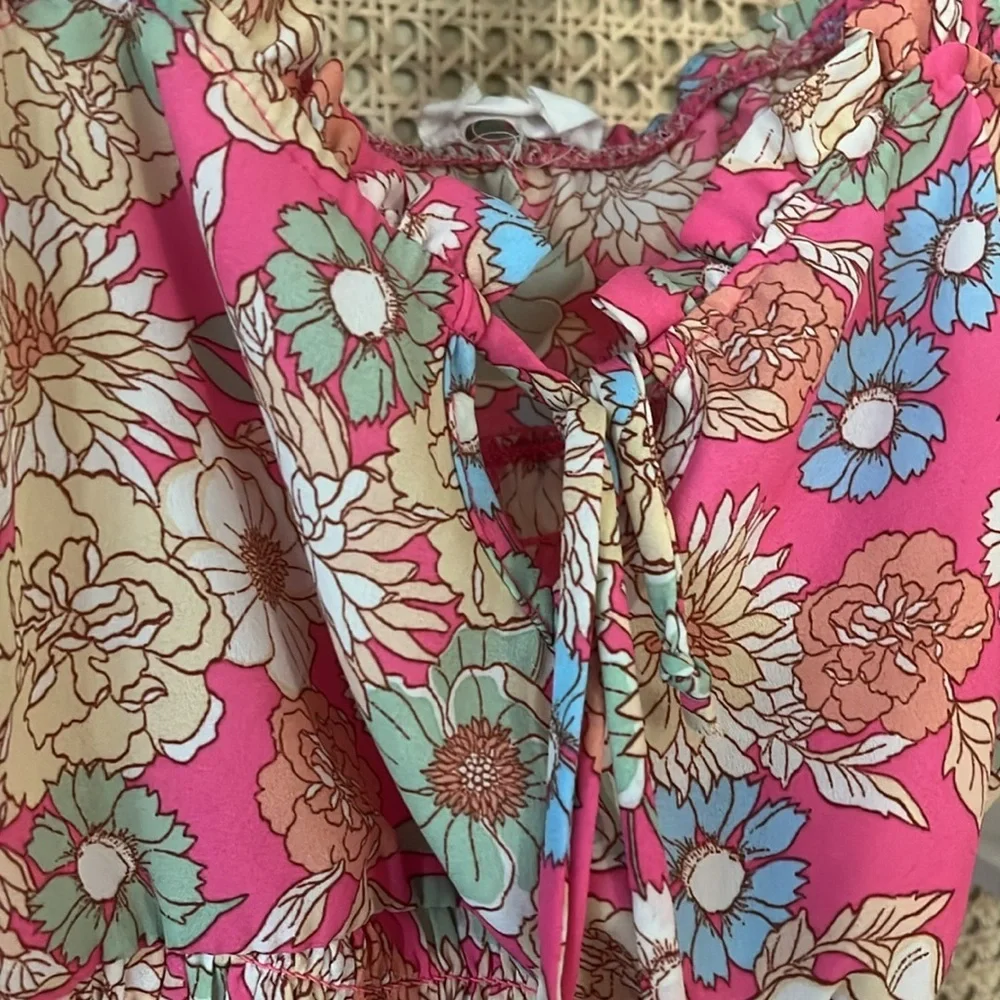Sienna Sky Pink floral Ruffled Bustier Camisole tank top - Picture 3 of 9